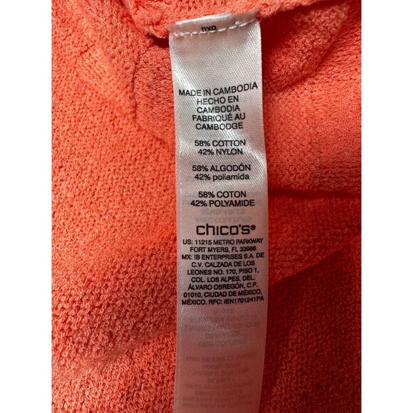 NEW Chico’s Coral Knit Sweater Size 1/M  Pullover 3/4 Sleeve Relaxed Fit Top - Picture 9 of 12